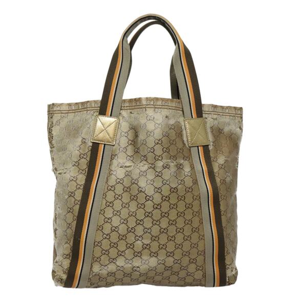 GUCCI GG Canvas Sherry Line Tote Bag Coated Canvas Gold Orange - Picture 5 of 13